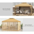 thumbnail image 4 of Outsunny 141.7" x 118.1" Steel Outdoor Patio Gazebo Canopy with Removable Mesh Curtains, Display Shelves, & Steel Frame, Brown, 4 of 9