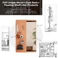 thumbnail image 2 of Wall Mounted Full Length Mirror with Shelf and Hook Multifunctional Full Body Mirror for Bedroom Living Room Entrance Cherry, 2 of 11