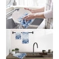 thumbnail image 5 of Blue Blooms Floral Kitchen Dish Towels for Drying Dishes Set of 3, Spring Flowers Botanical Blue Ombre Waffle Weave Microfiber Hand Tea Bathroom Towels Quick Dry & Absorbent Towel 12x12, 5 of 7