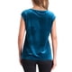thumbnail image 3 of Blusa de terciopelo INSPIRE CHIC para mujeres con mangas cortas, básica para oficina y casual, con cuello redondo M Azul Pavo Real, 3 of 6