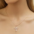thumbnail image 3 of Rose Gold & White Gold Plated Created Opal Cross Chain With Pendant, 3 of 6