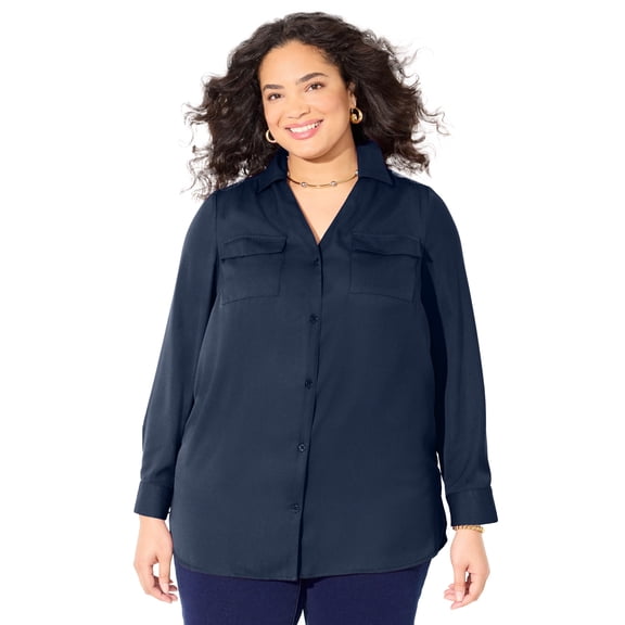 Catherines Women's Plus Size Modern Camp Shirt