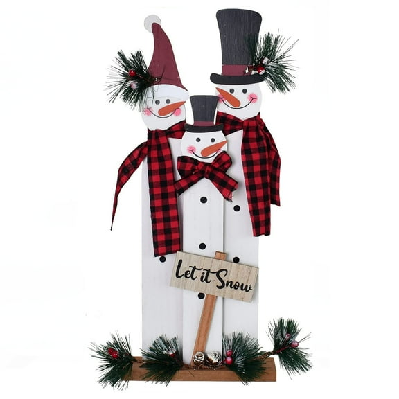 Wooden Snowman Family Sign Tabletop Mantel Centerpieces Merry Christmas Decor