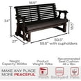 thumbnail image 6 of Amish Casual Heavy Duty 800 Lb Roll Back Pressure Treated Porch Glider with Cupholders (4 Foot, Semi Solid Black Stain), 6 of 7