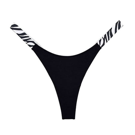 

Thongs For Women Sexy Low Rise Stretch Zebra Striped Strap Panties Solid Color Comfortable T Back Lingerie G-String Breathable Underwear Soft Stretchy Nylon Spandex No Side Seam Panties Black XL
