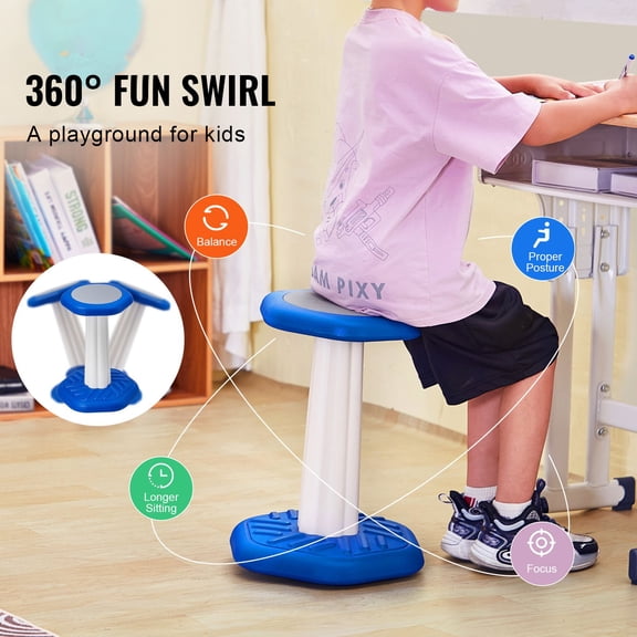 Wobble Chair, Active Chair with Sponge Cushion, Wobble Stool Improves Focus, Posture and Calm Children, Ideal for Schools and Home, Age 7-14, Blue