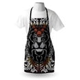 thumbnail image 3 of King Apron Forest Jungle Emperor Safari Animal Lion with Medieval Design Frame Print, Unisex Kitchen Bib Apron with Adjustable Neck for Cooking Baking Gardening, Grey White Coral Black, by Ambesonne, 3 of 3