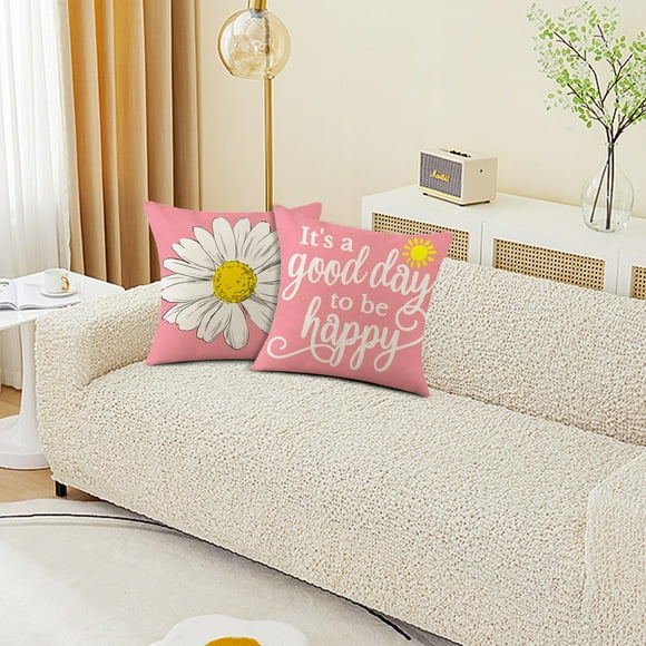 Mashaouyo Clearance Spring Pillow Small Daisy Pillow Cover New Print Pillow Cover Office Sofa Pillow Cover 45 * 45cm/17.7 * 17.7in