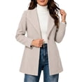 thumbnail image 2 of Afelkas Women Winter Peacoat Single Breasted Notched Lapel Tailored Fit and Flare Wool Blend Coat with Pockets, 2 of 7
