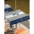 thumbnail image 2 of Square Outdoor Tablecloth with Umbrella Hole Navy Blue Grey Stripe Outside Table Cloth Waterproof Patio Table Cover Modern Art Horizontal Striped Zipper Tablecloths for Picnic Camping 60x60 Inch, 2 of 8