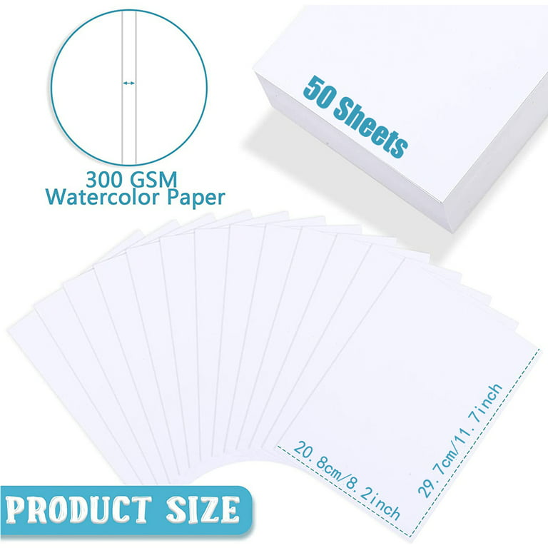 Asablve 50 Sheets Watercolor Paper, Paper Drawing Watercolor Drawing Paper,  White Cold Press Paper Pack for Kid Child Watercolor Drawing Student Artist  (8.2×11.7 Inch) 