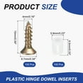 thumbnail image 2 of Uxcell 100 Pack 5.9x8.5mm Plastic Hinge Dowel Inserts with M4 Self-Tapping Screws for Furniture Cabinets Wardrobes Door, White, 2 of 7