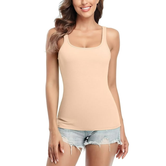 Charmo Camisole pour Femmes avec Soutien-Gorge Rembourré Intégré, Bretelles Larges Ajustables, Camisole en Coton, Chandails Cami