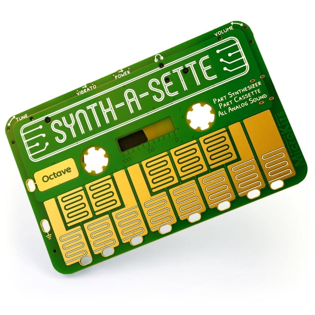 Synth-a-Sette: el sintetizador analógico original del tamaño de un casete. Toque melodías mientras viaja con este sintetizador de bolsillo o cree su propio teclado tipo banana usando conductividad