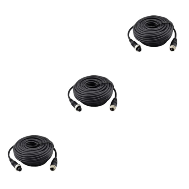 Maytalsory Sturdy 4Pin Video Extension Cable Wire for Bus Truck Reversing Rear View Camera Black 10M 3Set