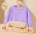 thumbnail image 3 of Unisex Boy's Girls Winter Warm Sherpa Lined Crewneck Sweatshirt Kids Casual Fleece Pullover Tops Fall Clothes Sweatshirts Hooded 3-15Y, 3 of 5