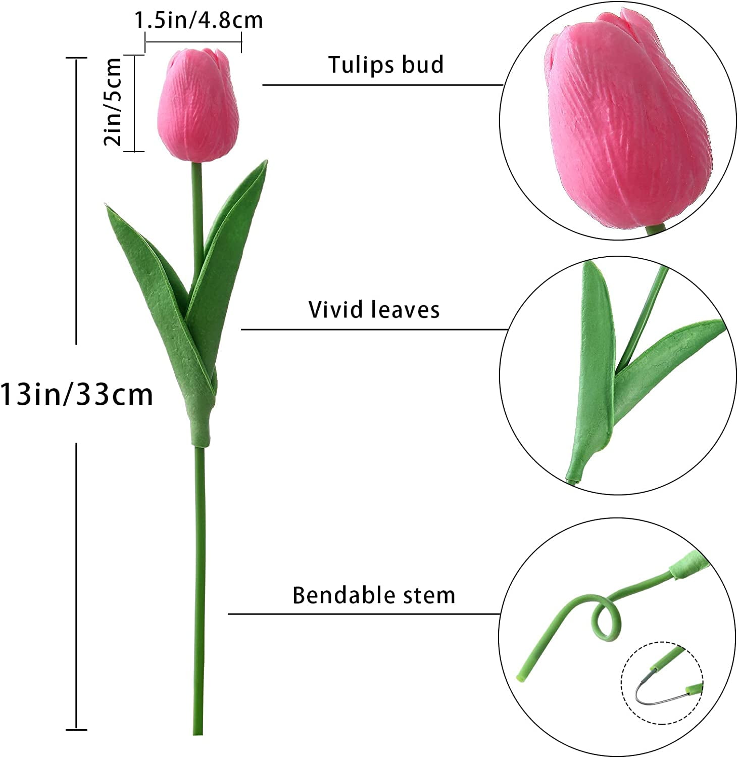 10pcs Artificial Tulips Real Touch Fake Flowers for Decoration PU Faux Tulips for Home Bathroom Bedroom Office Table Wedding Bouquet Centerpiece Floral Arrangement Decor