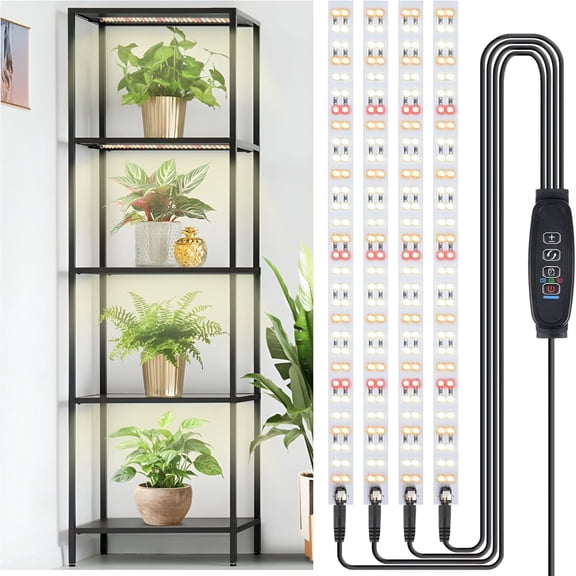 HIBIBUD Grow Light Strip for Indoor Plants Full Spectrum,Plant Lights for Indoor Growing with 10 Brightness Levels&Timer 4/8/12 Hours,240 LED Grow Lights for Plant Growing,1 Pack