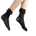 thumbnail image 1 of Faithtur Women's Lace Floral Ankle High Socks Sheer Mesh Ruffles Socks, 1 of 6