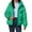 Green, variant on Women's Short Hooded Puffer Jacket, Oversized Warm Winter Cotton Pad Casual Coat , Cropped Puffer Jacket, Hooded Bubble Coat, Winter Warmth Black Xxl