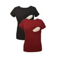 thumbnail image 3 of LVMA2500 - 2 Pack - 100% premium Cotton - Women short Sleeve Nursing Maternity T-Shirt 2 Piece Set, 3 of 16