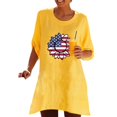 thumbnail image 4 of Blusa con botones y estampado de manga media con estampado de cuello redondo informal a la moda para mujer Pompotops  hfajkhk132419, 4 of 6