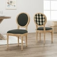 thumbnail image 2 of GDF Studio Newman French Country Upholstered Dining Chairs, Set of 2, Black Checkerboard, Dark Gray Fabric, and Natural, 2 of 8