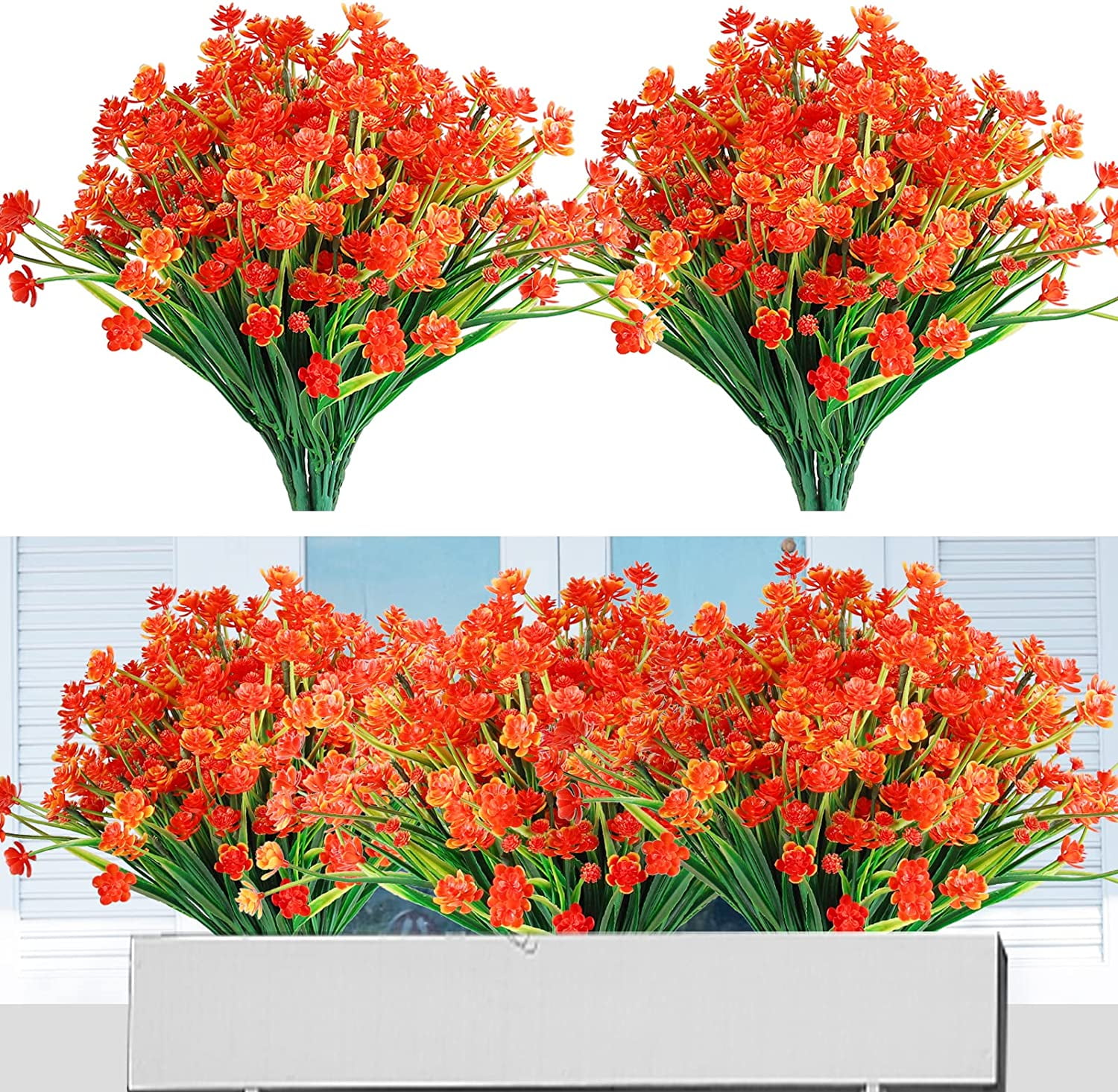 Morttic Artificial Flowers for Outdoors Plastic UV Resistant Faux