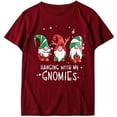 thumbnail image 3 of Honeeladyy Clearance under 5$ Hanging with My Gnomies Christmas Cute T Shirt Womens Letter Novetly Funny Printed Short Sleeve Holiday Family Cmofy Tops Win, 3 of 3