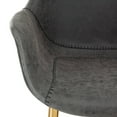 thumbnail image 6 of Markley Modern Leather Dining Arm Chair With Gold Metal Legs Set of 2 - Charcoal Black, 6 of 7