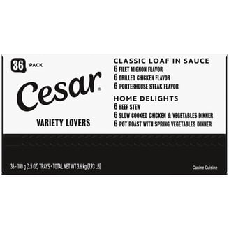 Cesar Home Delights & Classic Loaf In Sauce Variety Pack Wet Dog Food, 3.5 Oz Trays (36 Ct)