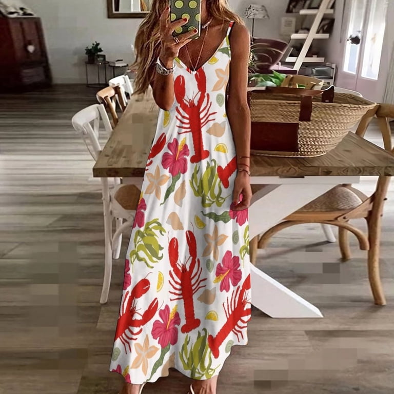 Red lobster Sleeveless Dress women's summer dress Casual dresses - Walmart.com Red lobster Sleeveless Dress women's summer dress Casual dresses - Walmart.com