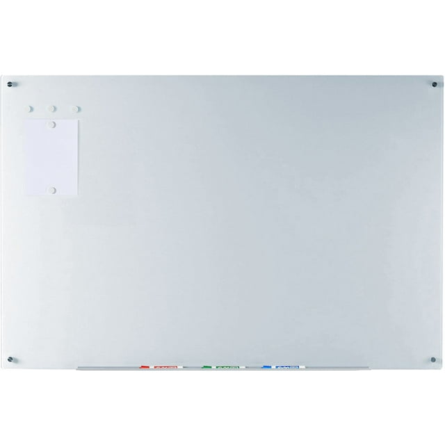 Audio-Visual Direct Magnetic White Glass Dry-Erase Board Set - 5' x 3.4' - Includes Magnets, Hardware & Marker Tray