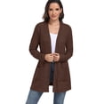thumbnail image 6 of JWD Women's Cardigan Open Front Lightweight Cardigan Long Sleeve Cardigans with Pockets Coffee L, 6 of 7
