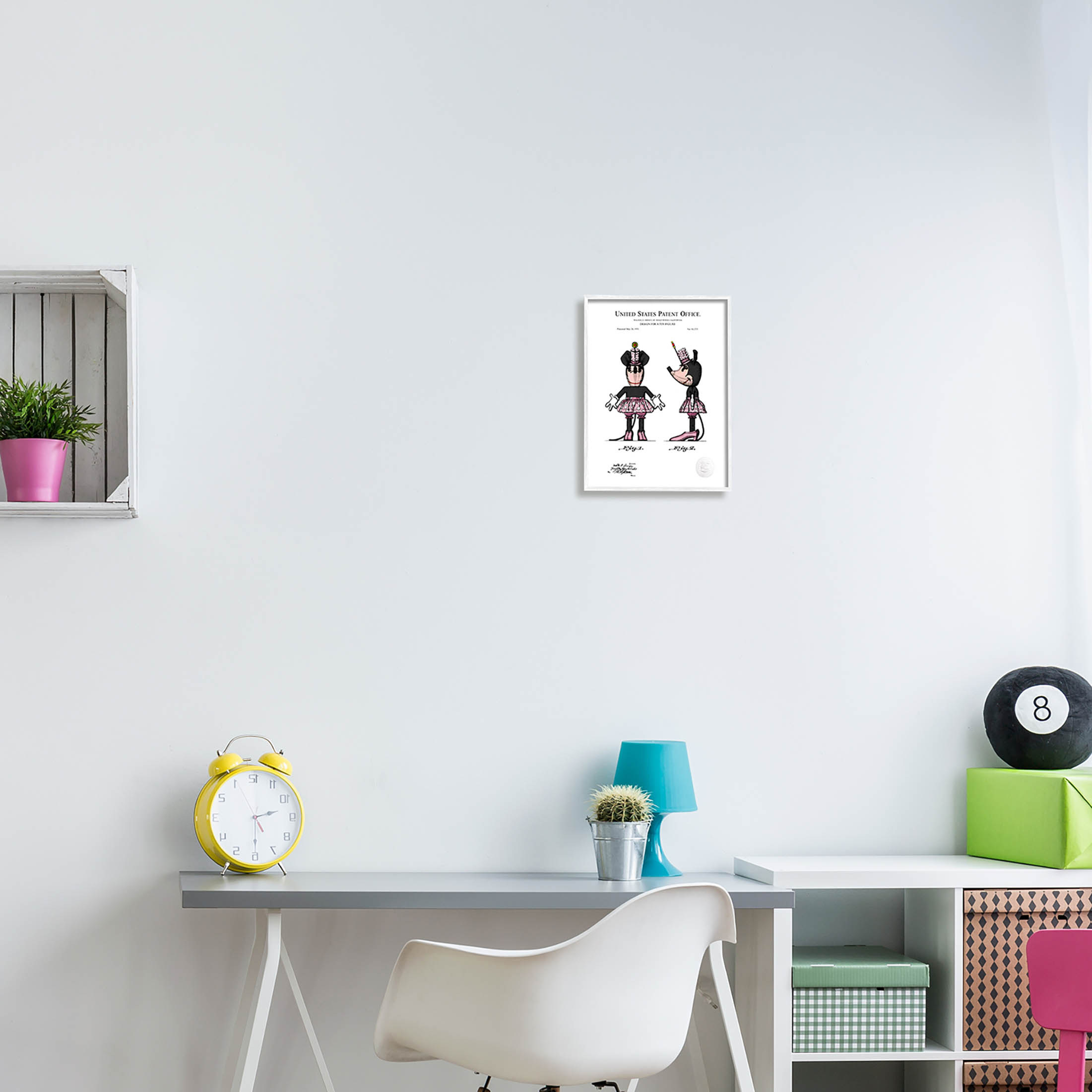 Stupell Industries Girl Mouse Toy Patent Graphic Art White Framed Art Print Wall Art, Design by Karl Hronek