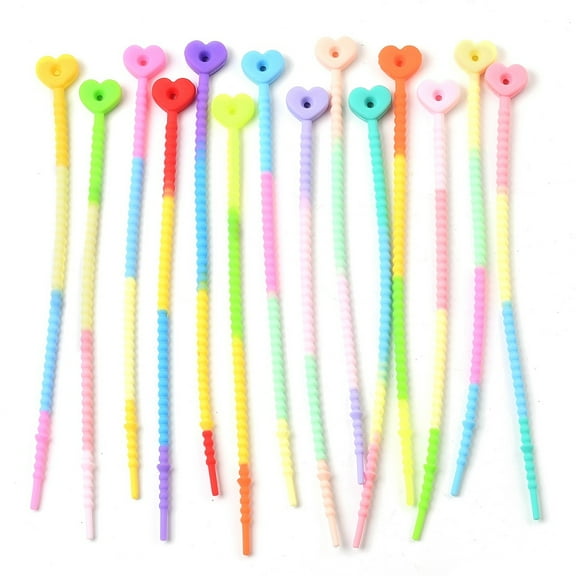 Heart Silicone Cable Ties Tie Wraps Reusable Zip Ties Mixed color 210x19x7mm