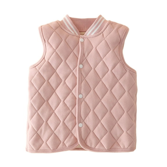 Boys Girls Quilted Vest V Neck Vest Slim Fit Button Down Padded Gilet Sleeveless Outerwear Coat