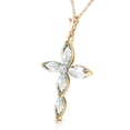thumbnail image 2 of Galaxy Gold 14K Yellow Gold Natural Diamonds and Aquamarine Cross Pendant Necklace - March Birthstone - Courage & Clarity - 16" to 24" - Fine Jewelry for Women, 2 of 2