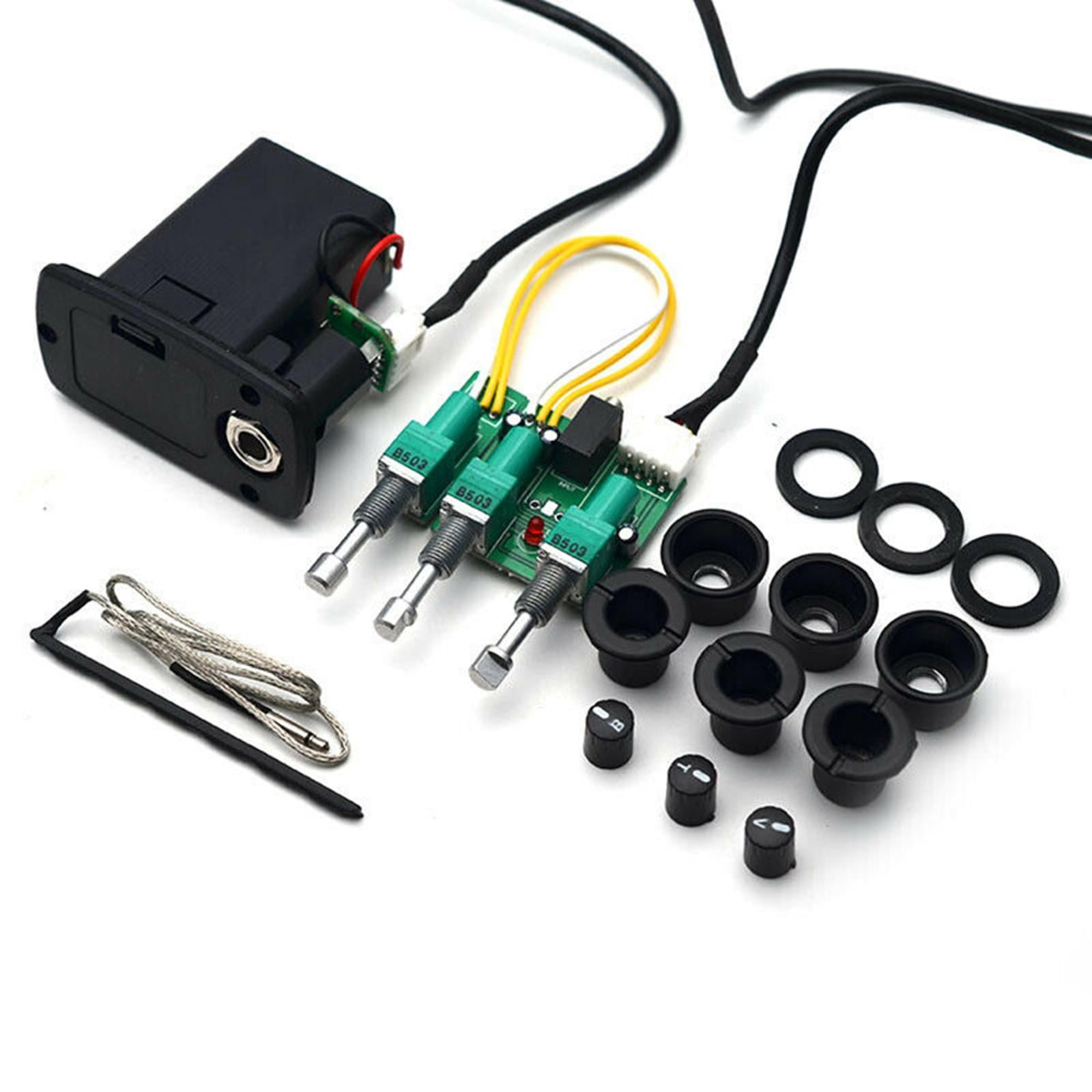 1 Set 3-Band Guitar Piezo Pickup Preamp System Kit , Acoustic Classical Guitar Equalizer Guitarra EQ Preamp Concise Bass Tone Volume Violao Pickup For Taylor