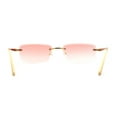 thumbnail image 4 of Rimless Narrow Rectangle Luxury Beveled Lens Dad Shade Sunglasses Gold - Pink, 4 of 4