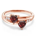 thumbnail image 2 of Gem Stone King 18K Rose Gold Plated Silver 5MM Heart Shape Red Garnet and Lab Grown Diamond Ring for Women | 1.28 Cttw | Gemstone Birthstone | Size 5,6,7,8,9, 2 of 5