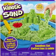 Kinetic Sand, Sandbox Set Kids Toy with 1lb All-Natural Green Kinetic Sand and 3 Molds, Sensory Toys for Kids Ages 3 and up