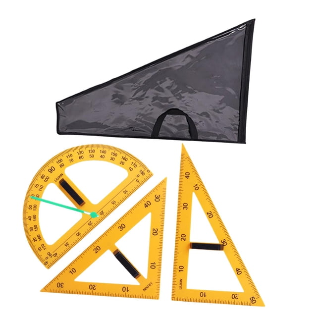Guardoinrt Drawing Math Geometry Tool Big Size Compass Triangle Protractor Ruler Architects And Engineers Math Geometry Equipment Yellow 3 pcs