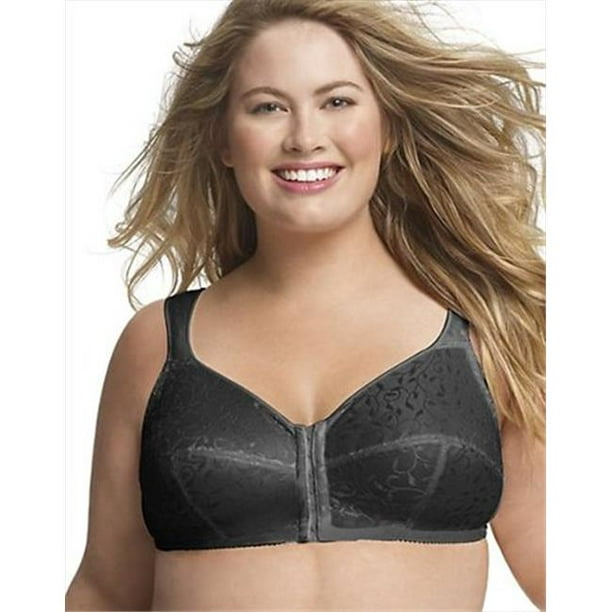 new WOMEN SIZE 42D PLAYTEX JUST MY SIZE EASY ON WIREFREE FRONT CLOSE BRA  black