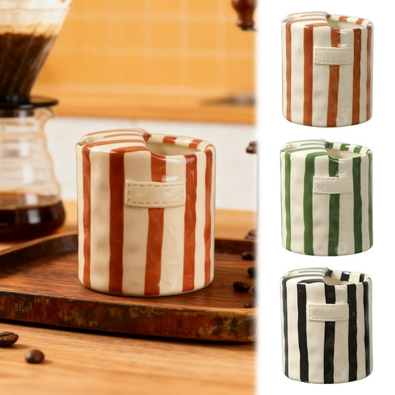 zhonghuaying Striped Ceramic Coffee Mug, Unique Bag-Shaped Cup, Hand-Painted Drinkware with Textured Details Brown