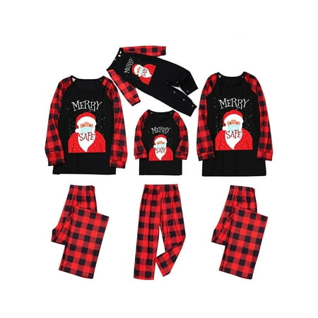 

Worallymy Christmas Elk Santa Graphic Plaid Print Family Baby Kids Adult Pajamas Set Homewear