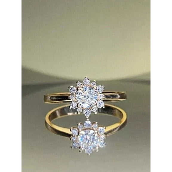 2Ct Round Cut Simulated Diamond Women's Halo Engagement Gift Ring 14k Yellow Gold Plated