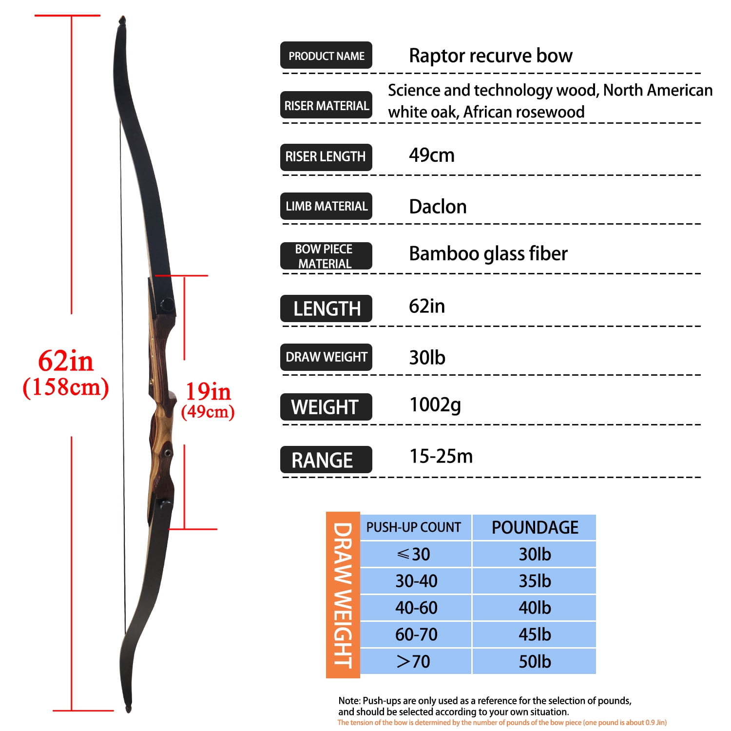 Clianle 62" Recurve Bow Set for Beginners, Teenagers, and Adults, Wooden Takedown Recurve Bow Package for Outdoor Hunting, Shooting Practice, or Competitive Shooting,30 Lbs