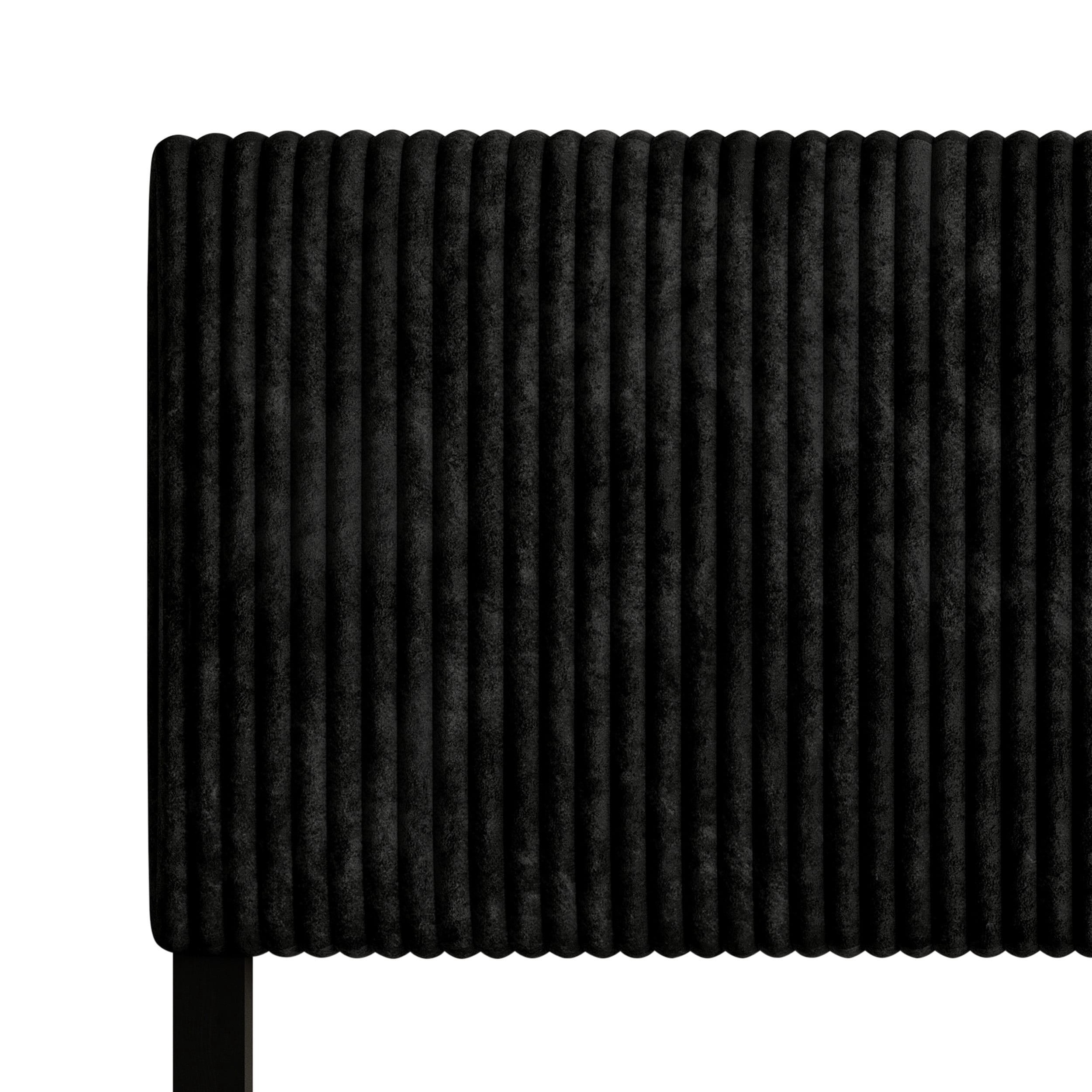 Home Design Romney Twin Upholstered Headboard with Vertical Channel Tufting, Adjustable Height, Black