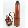 thumbnail image 3 of Dorpmarket Handmade Large Size 18" Leather Encased Brass Telescope with Leather Safe Cap and Belt, 3 of 5